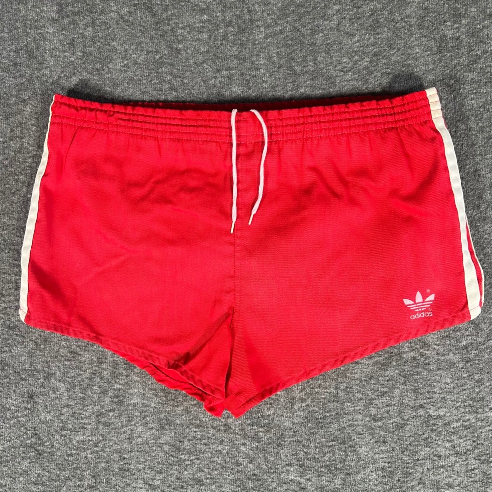 Vintage 70s Adidas Trefoil Sprinter Running Shorts Red Made in USA Medium